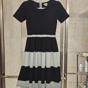 Lularoe Amelia dress black and light blue size xs